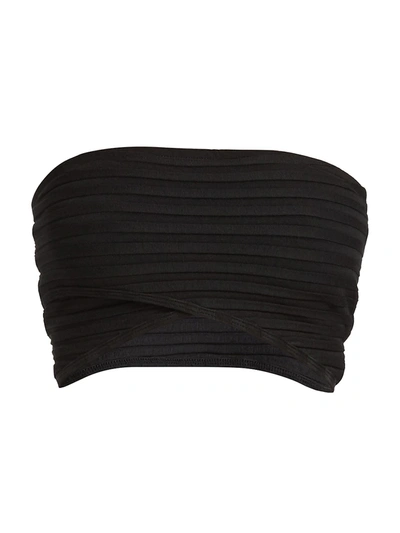 Simon Miller Teta Strapless Rib Crop Top In Black