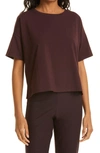 Eileen Fisher Jewel-neck Organic Cotton Boxy Top In Cassis