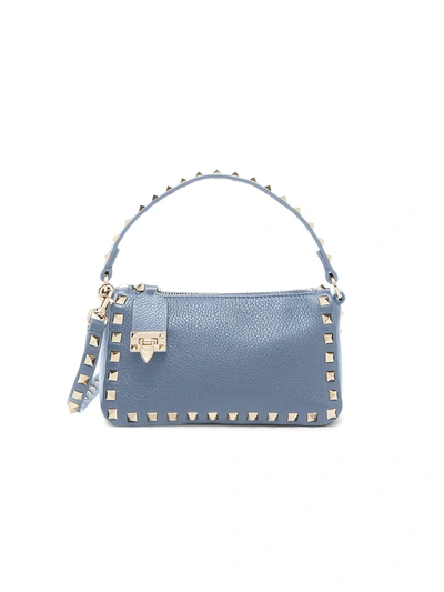 Valentino Garavani Rockstud Leather Small Shoulder Bag In Blue