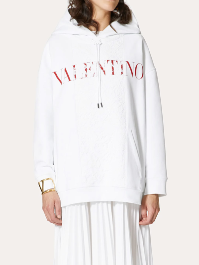 Valentino Sweatshirt In Jersey And Heavy Lace - Atterley In White