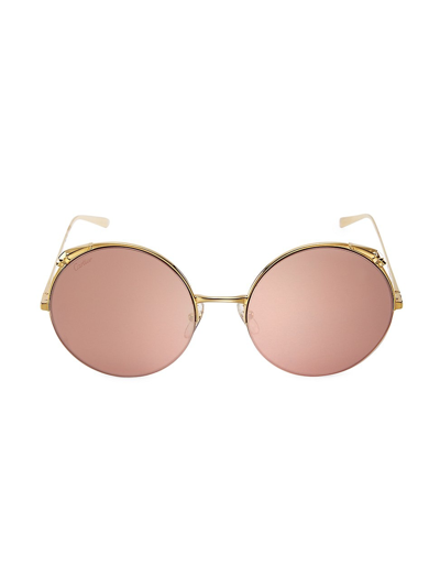 Cartier 60mm Round Sunglasses In Gold