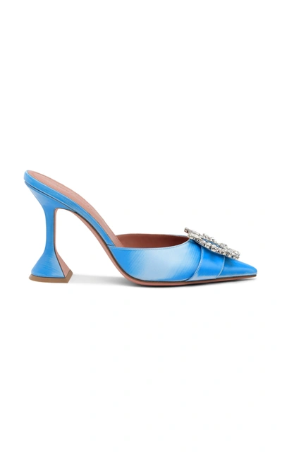 Amina Muaddi Women's Begum Crystal-embellished Leather Mules In Clear Blue
