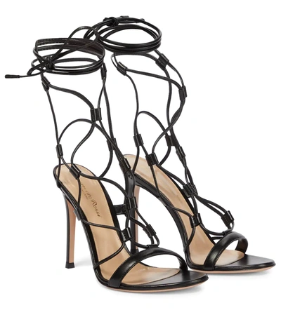 Gianvito Rossi Giza 105 Lace-up Leather Sandals In Schwarz