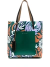 Marni Floral Graphic Shopping Tote Bag In Green