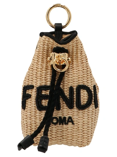 Fendi Charm Micro Bag Keyring In Beige