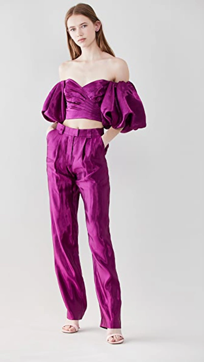 Aje Gracious Off Shoulder Top In Fuchsia