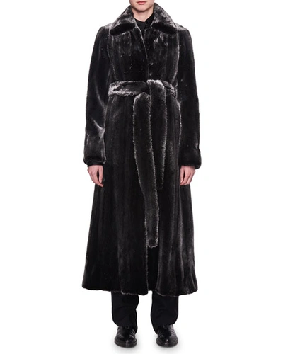 The Row Neyton Belted Mink Fur Coat In Black/silver