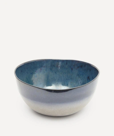 Soho Home Nero Glazed Stoneware Serving Bowl In Blue