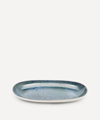 Soho Home Nero Glazed Stoneware Serving Platter In Blue