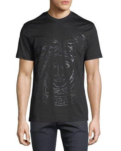 Versace Medusa Head Cotton T-shirt In White/black