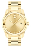Movado Men's Swiss Bold Verso Gold Ion-plated Steel Bracelet Watch 42mm In Gold / Gold Tone / Yellow