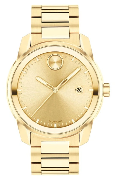 Movado Men's Swiss Bold Verso Gold Ion-plated Steel Bracelet Watch 42mm In Gold / Gold Tone / Yellow