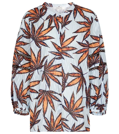 Dorothee Schumacher Fantasy Leaves Printed Cotton Blouse In Orange