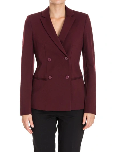 Dondup Double Breasted Blazer In Bordeaux