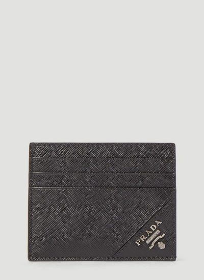 Prada Logo Plaque Cardholder In Black