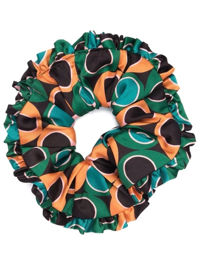 La Doublej Polka-dot Print Scrunchie In Green