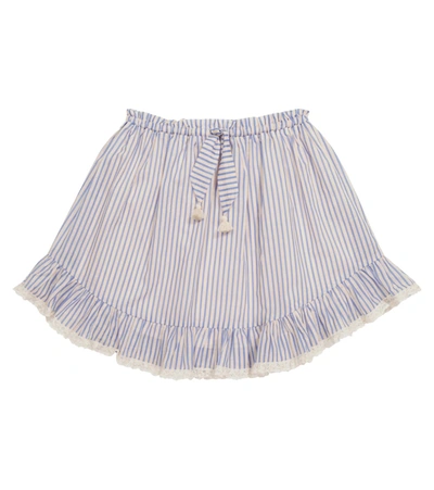 Zimmermann Kids' Aliane Flounce Striped Cotton Skirt In Neutrals