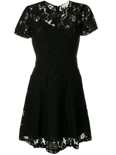 Michael Michael Kors Floral Lace Fit-and-flare Dress In Black