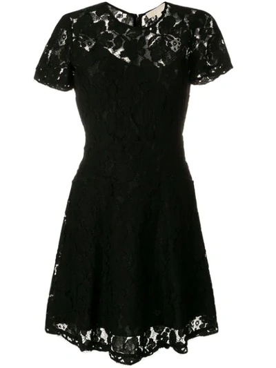 Michael Michael Kors Floral Lace Fit-and-flare Dress In Black | ModeSens