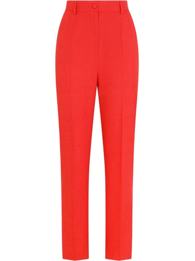 Dolce & Gabbana High-waist Tailored Suit Trousers In Red