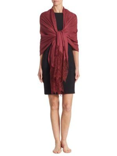 Valentino Roses Lace Shawl In Wine