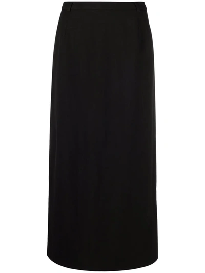 Totême Crinkle Pleated Silk Midi Skirt In Black 200