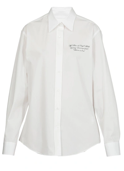 Off-white Poplin Shirt With Embroidery