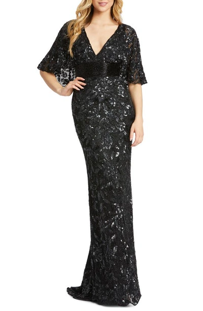 Mac Duggal Sequin & Bead Embellished Gown In Black