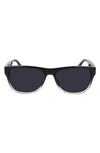 Converse All Star® 57mm Rectangle Sunglasses In Crystal Smoke Grad/smoke