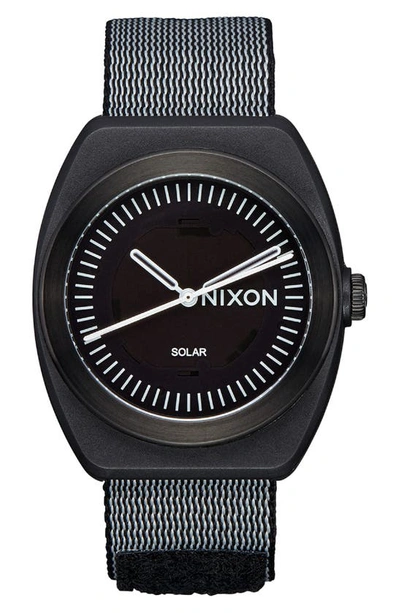 Nixon Light-wave Solar Nylon Strap Watch, 36mm In Black
