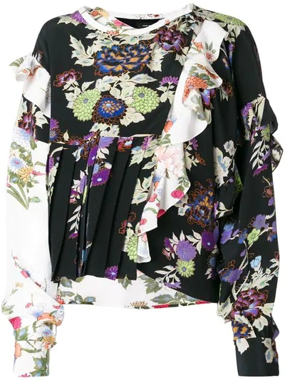 Isabel Marant Inny Pleated Floral-print Silk Crepe De Chine Wrap Blouse In Black
