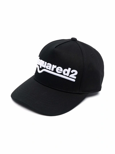 Dsquared2 Embroidered Logo Gabardine Baseball Hat In Black