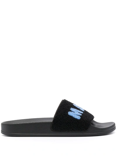 Marni Black Sponge Slide Sandals With Logo