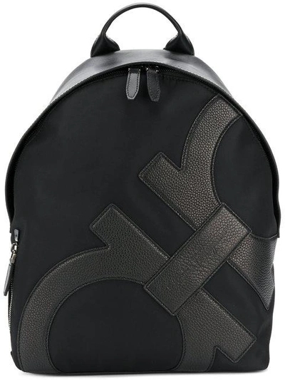 Ferragamo Offset Gancini Tech Nylon Backpack In Black