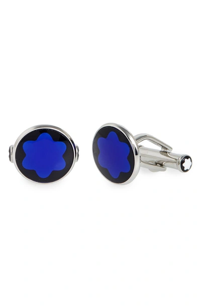 Montblanc Mineral Glass-inlay Round Cuff Links, Blue