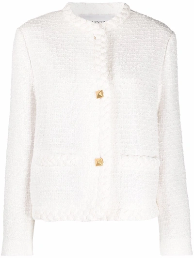 Valentino Cotton-blend Bouclé-tweed Jacket In White