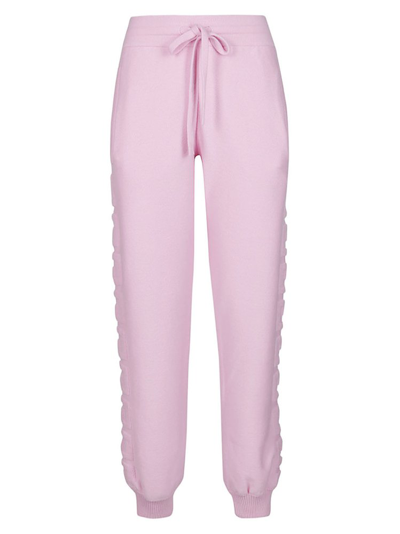 Versace Appliquéd Wool And Cashmere-blend Terry Track Pants In Pink