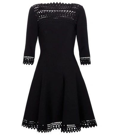 Alaïa Alaia Edition 2016 Flared Dress In Black Openwork Stretch Knit In Nero