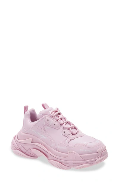 Balenciaga Triple S Logo-embroidered Distressed Leather, Nubuck And Mesh Sneakers In Pink Faded