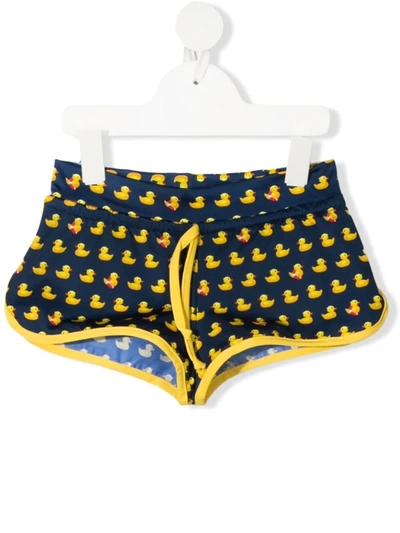 Mc2 Saint Barth Teen Duck-print Swim Shorts In Blue