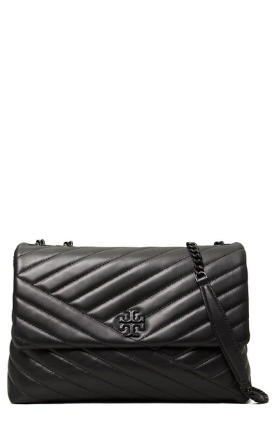 Tory Burch Kira Chevron Quilted Convertible Leather Crossbody Bag In Black