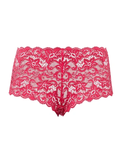 Hanro Luxury Moments Stretch-lace Boy Shorts In Geranium