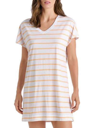 Hanro Laura Big Shirt Modal Lounge Top In Sunny Stripe