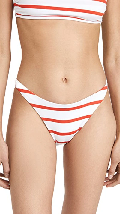 Solid & Striped The Annabelle Reversible Bikini Bottoms In Candy Red/cantaloupe