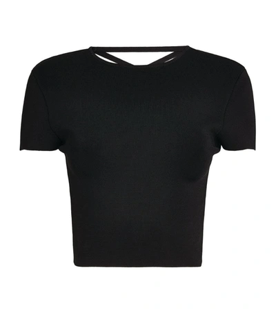 Alice And Olivia Loe Viscose-blend Lace-up Crop Top In Black