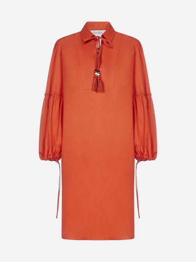Max Mara Fedora Cotton Tunic Dress In Orange