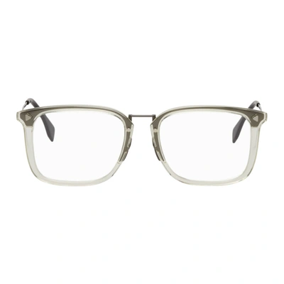 Fendi Transparent & Gunmetal Square Glasses In 0v81 Dkrut