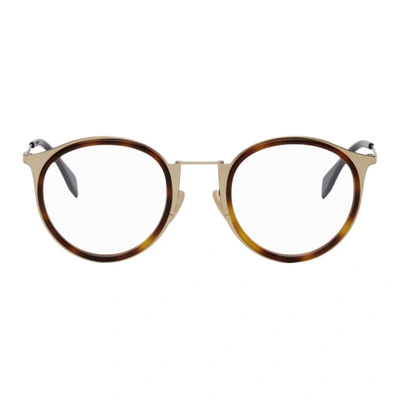 Fendi Gold Modified Oval Glasses In 0j5g Gold