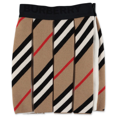Burberry Teen Girls Icon Stripe Skirt In Beige