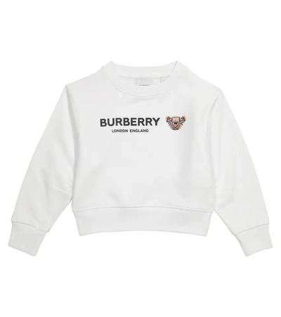 Burberry Kids' Logo Cotton Sweatshirt In 白色